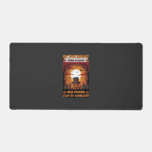 Night Halloween Pumpkin Top Hat Bats Graveyard_1 Desk Mat