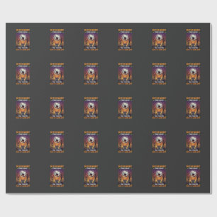Night Halloween Pumpkin Top Hat Moon Graveyard Wrapping Paper