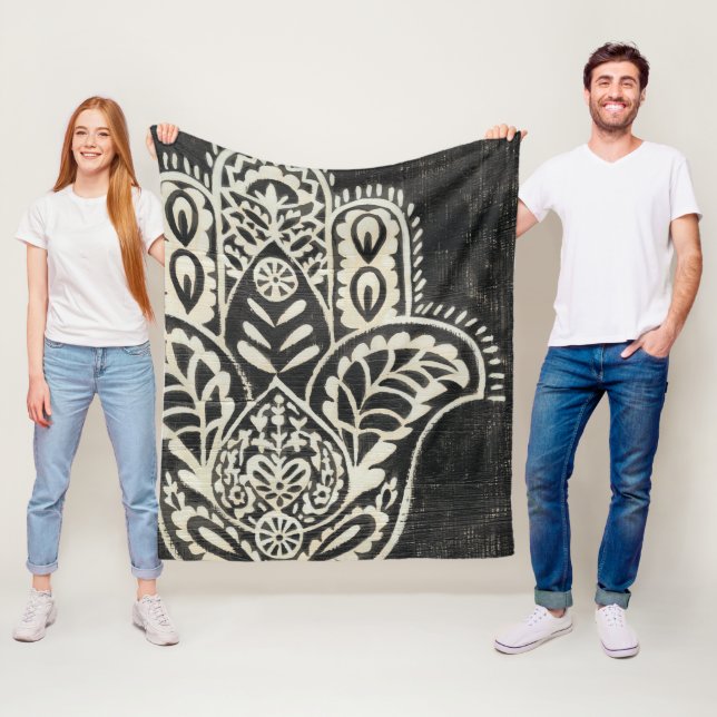 Night Hamsa Fleece Blanket (In Situ)