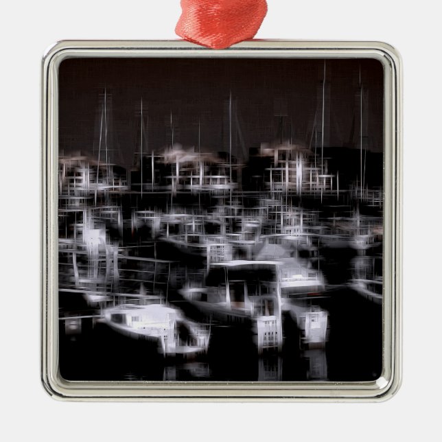 Night harbour digital effect of style "impression" metal ornament (Front)