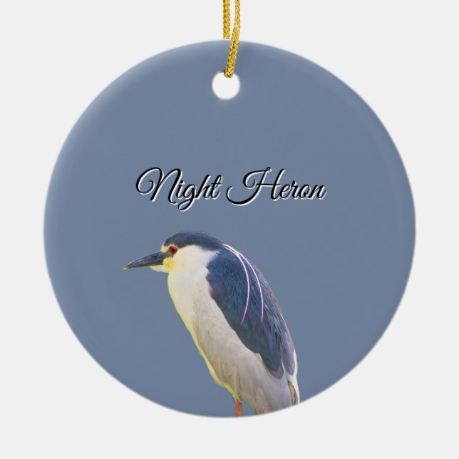 Night Heron Bird Ornament  (Front)