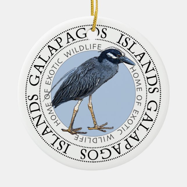 Night Heron Galapagos Islands Ceramic Ornament (Front)