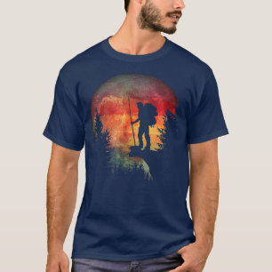 Night Hiking Trekking Lovers Watercolor Moon In Th T-Shirt