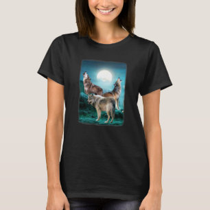 Night Howling At The Moon Wolves Wolf Animal Jungl T-Shirt
