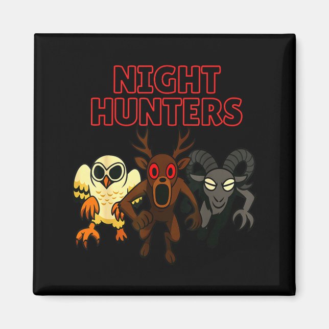 Night Hunters. 3 Animals In The Forest. Cool Gamer Magnet (Front)
