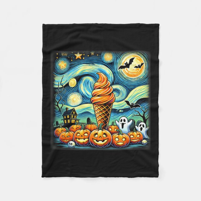 Night Ice Cream Cone Halloween  Fleece Blanket (Front)
