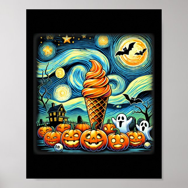 Night Ice Cream Cone Halloween  Poster (Front)