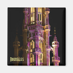 Night illumination of Grand Place in Brussels Magnet
