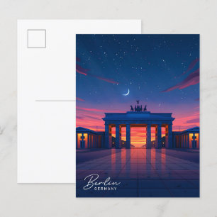 Night in Berlin Germany Travel Postcard