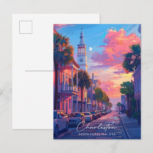 Night in Charleston South Carolina USA Travel  Postcard (Front/Back)