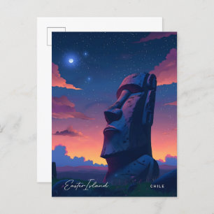 Night in Easter Island Chile Travel  Postcard