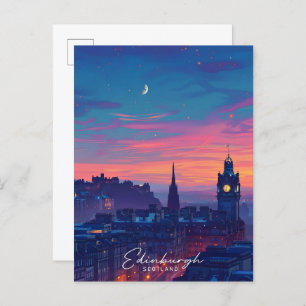 Night in Edinburgh Scotland Travel  Postcard