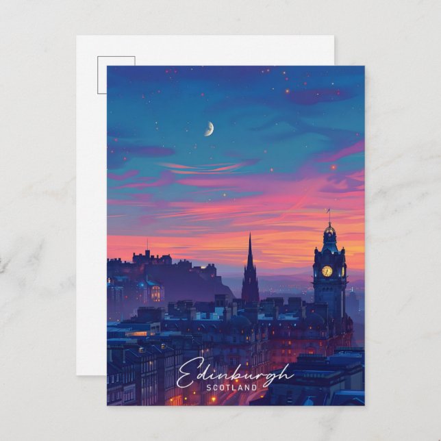 Night in Edinburgh Scotland Travel  Postcard (Front/Back)