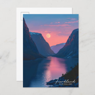 Night in Fiordland New Zealand Travel  Postcard