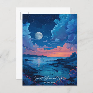 Night in Great Barrier Reef Australia Travel  Postcard