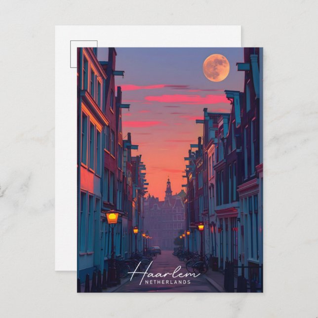 Night in Haarlem Netherlands Vintage Travel  Postcard (Front/Back)