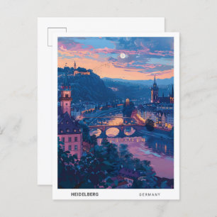 Night in Heidelberg Germany Travel Postcard