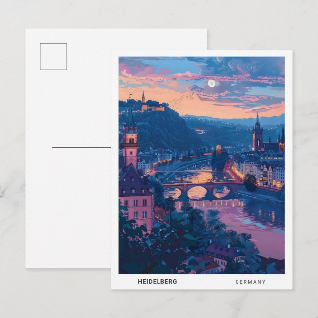 Night in Heidelberg Germany Travel  Postcard (Front/Back)