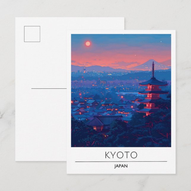 Night in Kyoto Japan Travel  Postcard (Front/Back)