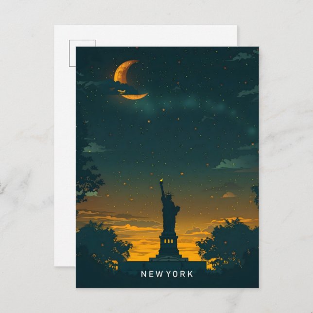 Night in New York USA Travel  Postcard (Front/Back)