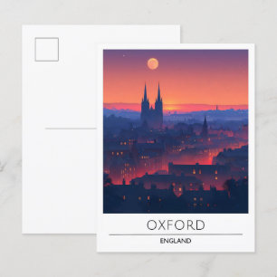 Night in Oxford England Travel Postcard