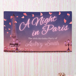 Night in Paris - Birthday  Banner