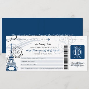 Night in Paris School Senior Prom Invitation