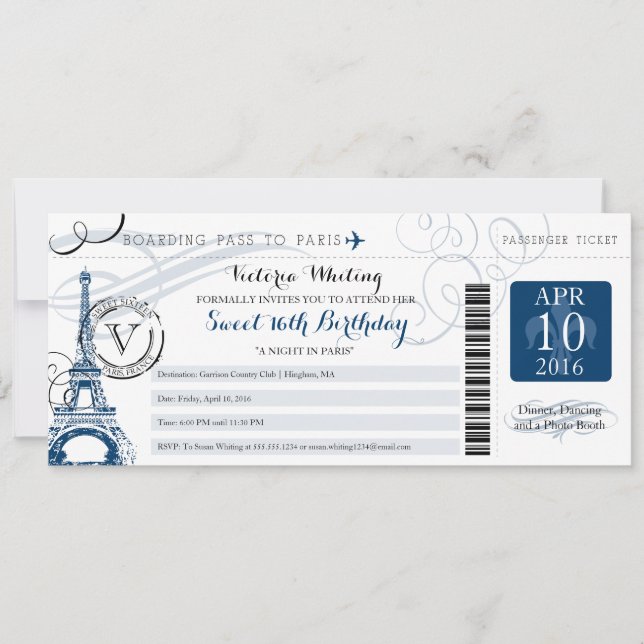 Night in Paris | Sweet 16 Birthday Invitation (Front)