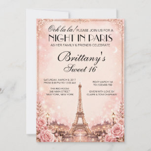 Night in Paris Sweet 16 Custom Invitation