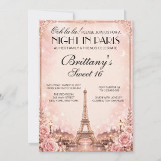 Night in Paris Sweet 16 Custom Invitation