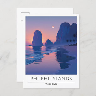Night in Phi Phi Islands Thailand Travel Postcard