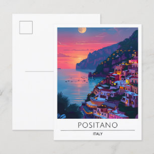 Night in Positano Italy Travel  Postcard