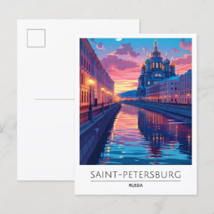 Night in Saint Petersburg Russia Travel  Postcard