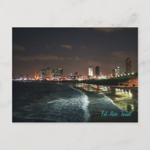 Night in Tel Aviv, Israel Postcard