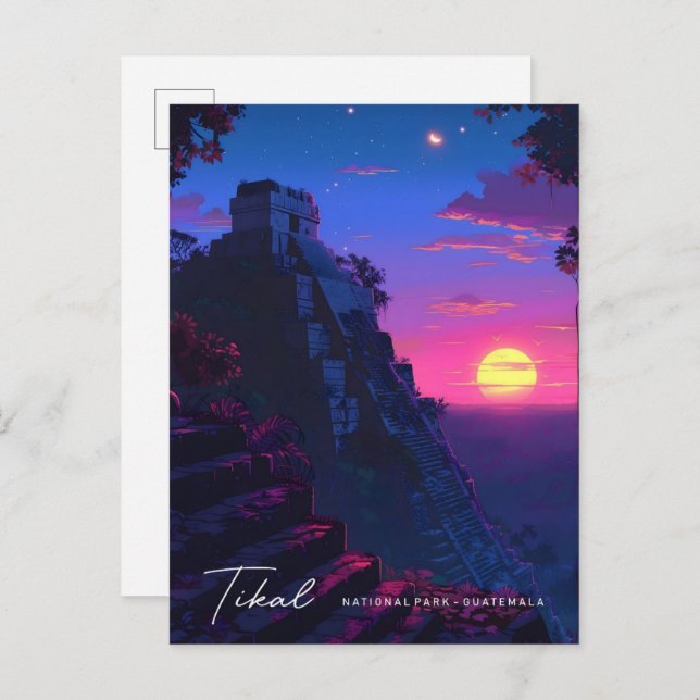 Night in Tikal National Park Guatemala Travel  Postcard (Front/Back)