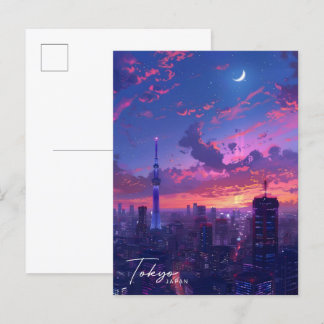 Night in Tokyo Japan Travel Postcard