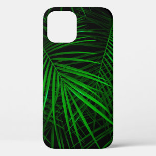 Night in tropical rainforest. Palm leaves lit with iPhone 12 Case