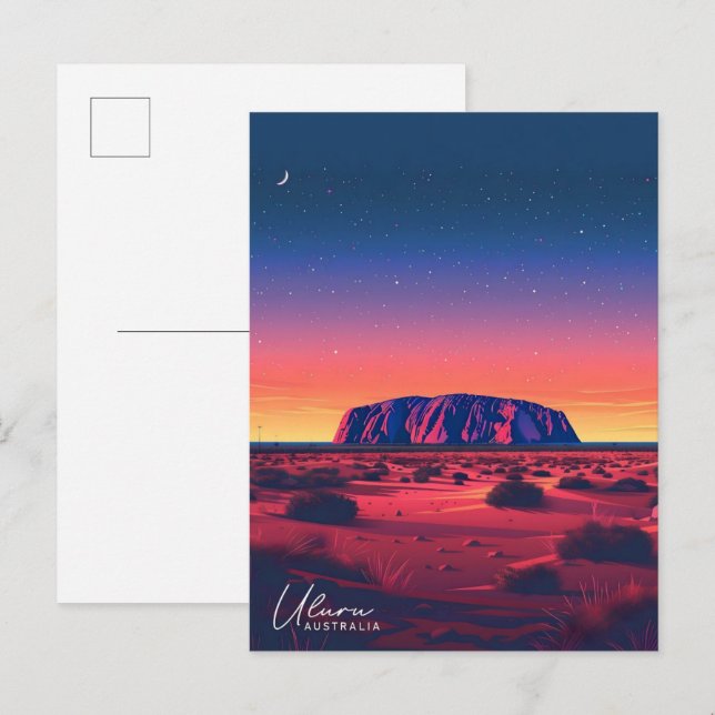 Night in Uluru Australia Vintage Travel  Postcard (Front/Back)