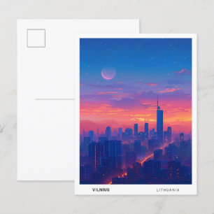 Night in Vilnius Lithuania Travel  Postcard