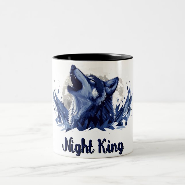 Night King - Howling Wolf with Moon Two-Tone Coffee Mug (Center)