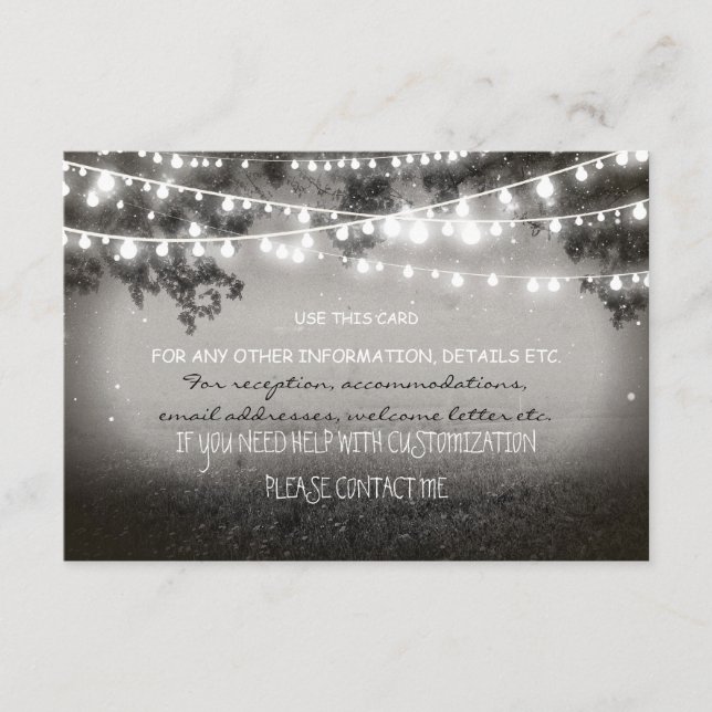 night lanterns wedding card for any information (Front)
