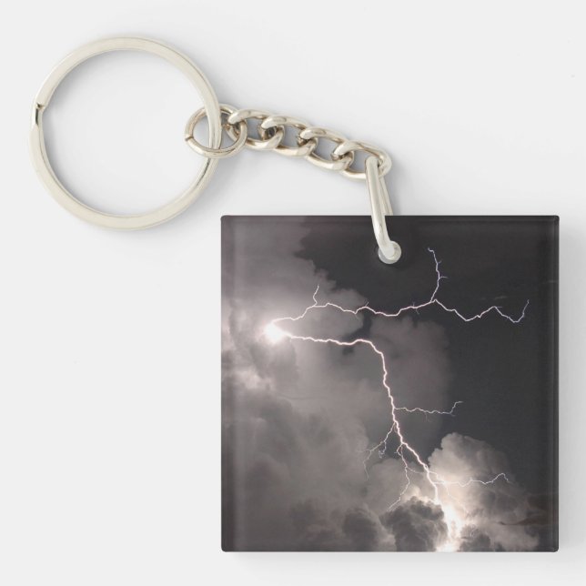 Night lightning Storm clouds Keychain (Front)