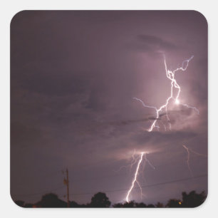Night lightning Storm clouds Square Sticker