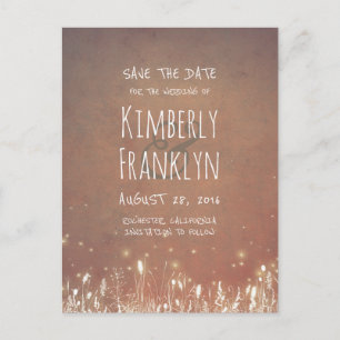 Night Lights Firefly Rustic Country Save the Date Announcement Postcard