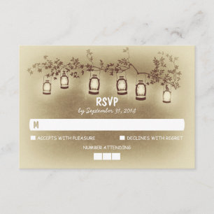 Night Lights - Lanterns Rustic Wedding RSVP Card