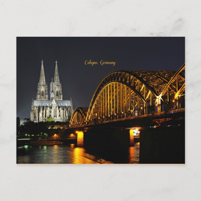Night Lights of Cologne, Germany Postcard (Front)