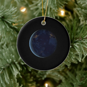 Night Lights on Planet Earth (Western Hemisphere) Ceramic Ornament
