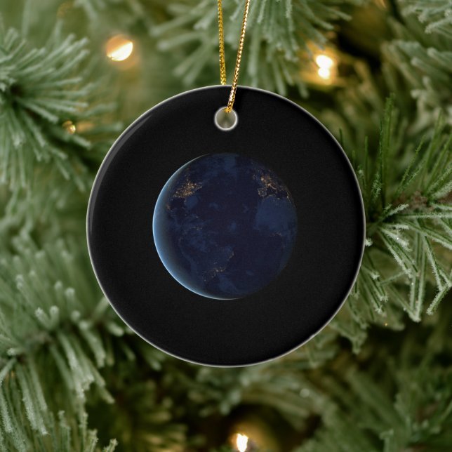 Night Lights on Planet Earth (Western Hemisphere) Ceramic Ornament (Tree)
