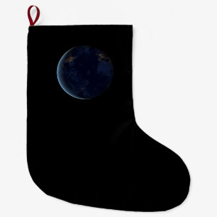 Night Lights on Planet Earth (Western Hemisphere) Large Christmas Stocking