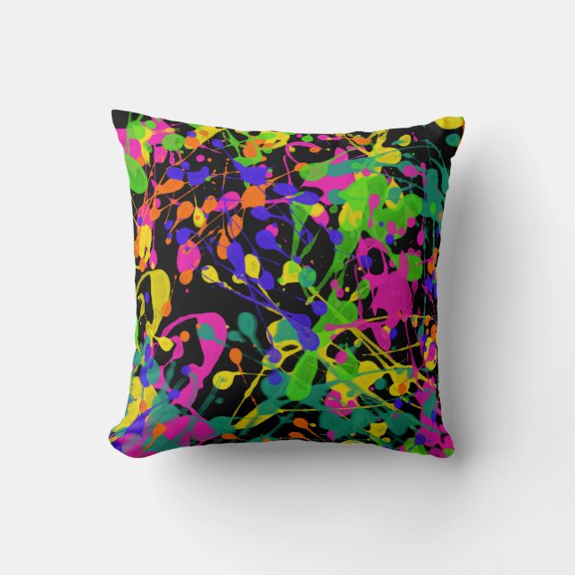 Night Lights Paint Splatter Cushion (Front)